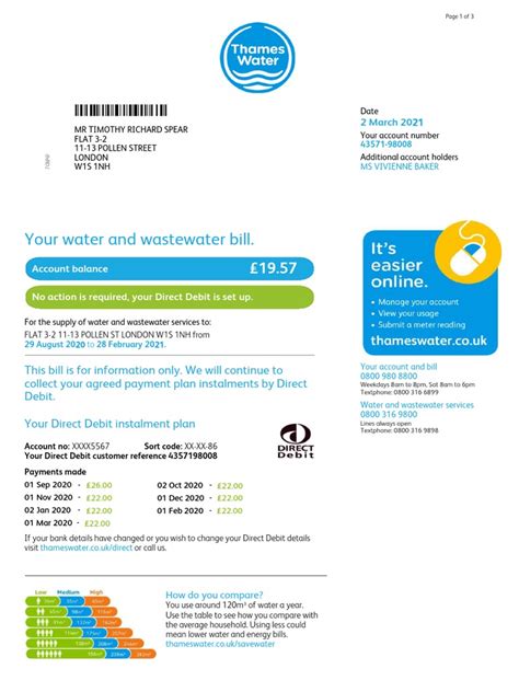 thames water estimated bill